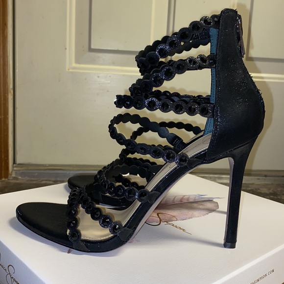 Jessica Simpson Black Shimmer Sand Jezalynn Heel - Picture 2 of 14